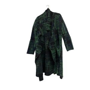 UBU Womens Sweater XL Navy Green Reversible Cardigan Wool Blend Duster NWT